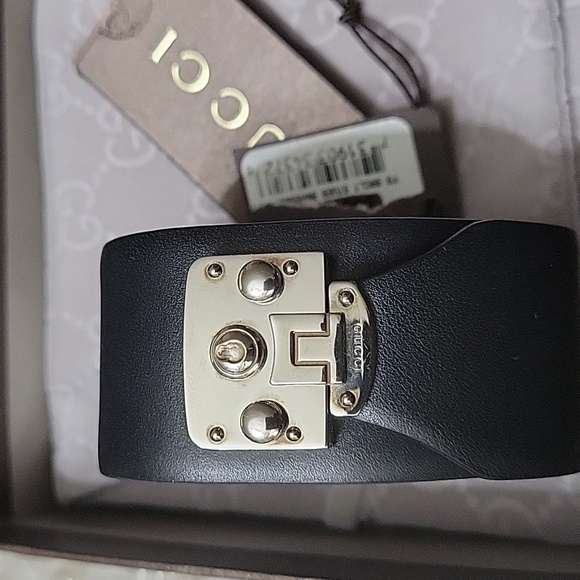 Gucci Bracelet, Italy Leather Hilary Lux  Black NWT UNIS3X - Picture 2 of 6